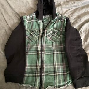 Colorful Planet Green and Black Hybrid Plaid Sweatshirt